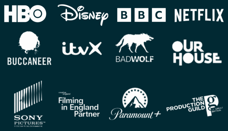 HBO, Disney, BBC, Netflix, Buccaneer, ITVX, Bad Wolf, Our House, Sony Pictures, Filming in England Partner, Paramount+ and The Production Guild